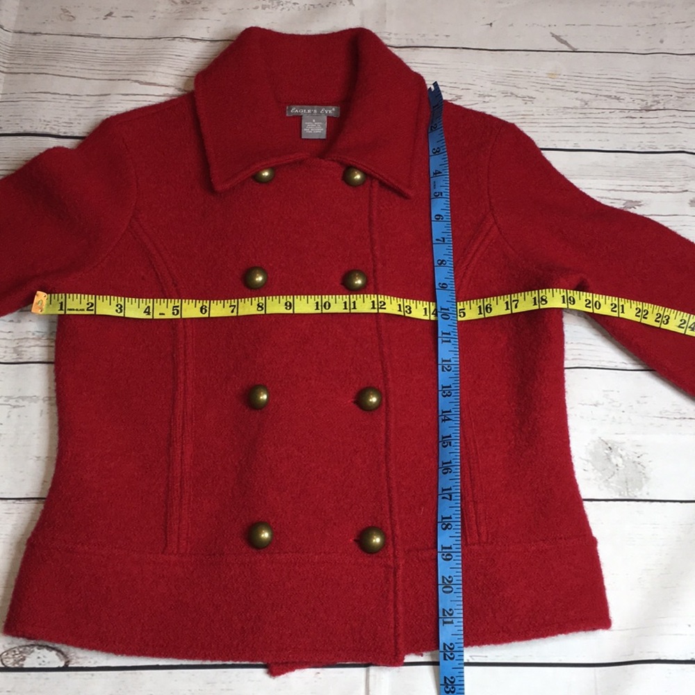 - Eagle’s Eye Boiled Wool Red Structured Coat - image 8